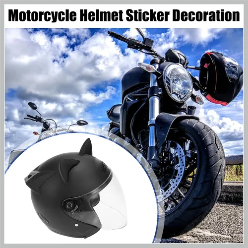 Vista 2 de 2 piezas de accesorios de decoración de casco de orejas de gato, accesorios de decoración de casco, adhesivo universal para motocicleta, bicicleta