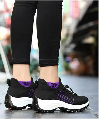 Vista 4 de Ortho - Zapatos deportivos elásticos para mujer ComforthoFit Cloud Pro ergonómicos para aliviar el dolor, para correr, ligeros, tenis