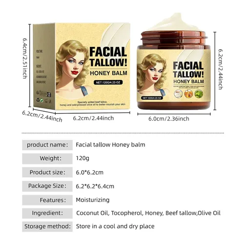 Vista 7 de Bálsamo facial de miel de sarga – Crema facial diaria de humedad intensiva para piel extra seca, hidratante calmante no grasa con aroma neutro, 4.23