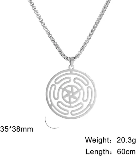 Vista 6 de Hekate - Collar de rueda de Diosa Hekate, collar con dije de hekate Strophalos, collar con símbolo de Hécate, acero inoxidable, rueda de Hécate