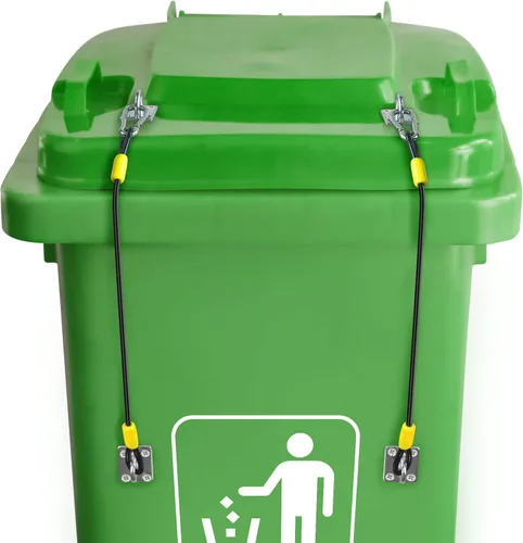 Vista 8 de Cerraduras para botes de basura para animales para evitar que hurgen, cierre de tapa universal de metal para botes de basura exteriores - cuerda