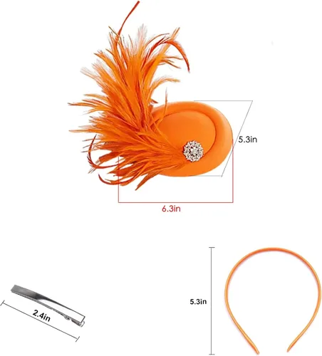 Vista 3 de Sombrero de plumas hecho a mano en una diadema y un clip de los años 20 para Derby Horse Race Brunch Party Cocktail Headwear
