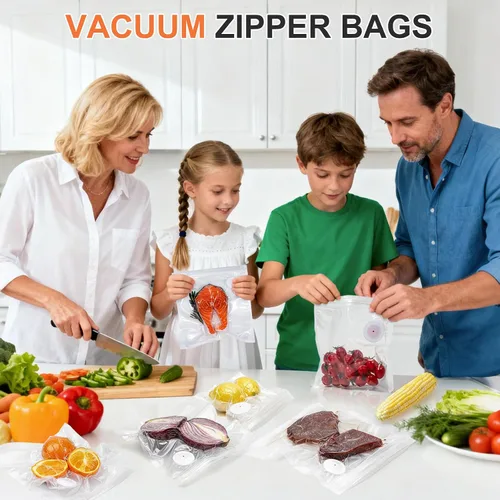 Vista 12 de 20 bolsas de sellado al vacío, bolsas reutilizables para sellar al vacío para alimentos, bolsas con cremallera al vacío sin BPA, bolsas Sous Vide