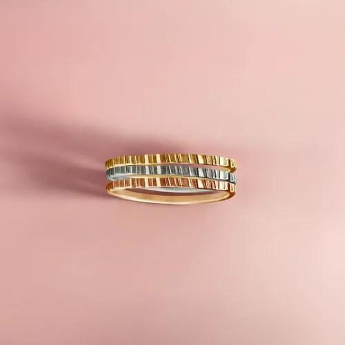 Vista 6 de Melanie Golden Jewelry Rugged Stacking Rings Silver, Gold, or Rose Gold Lined Hammered Stackable Ring Bands (2.5, 14K Gold Fill)
