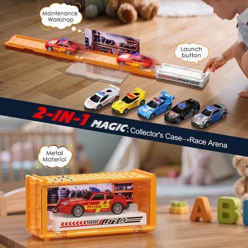 Vista 3 de Paquete de 6 Autos de Carreras de Retroceso, Autos de Lanzamiento Accionados por Fricción para Niños de 3+ Años, Mini Autos de Juguete Fundidos a