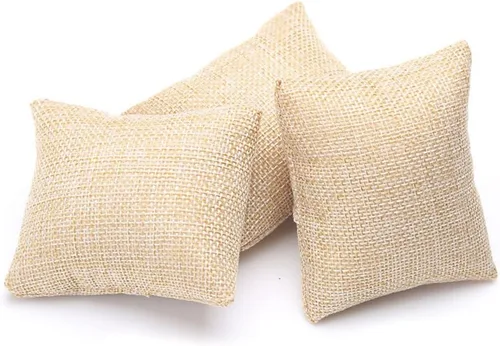 Vista 2 de 6 piezas pequeñas de lino para reloj de pulsera de almohada, exhibiciones de joyería de 3.2 x 3.2 x 1.5 pulgadas