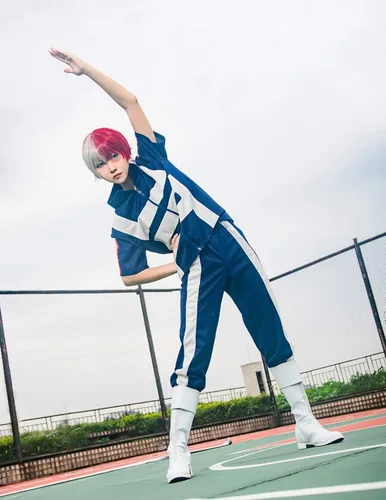 Vista 5 de CR ROLECOS BNHA MHA - Uniforme de gimnasio UA de entrenamiento para cosplay