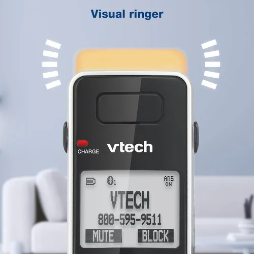 Vista 10 de VTech IS8151 - Teléfono inalámbrico DECT 6.0 de alcance superlargo para el hogar con contestador automático, alcance de hasta 2300 pies, bloqueo