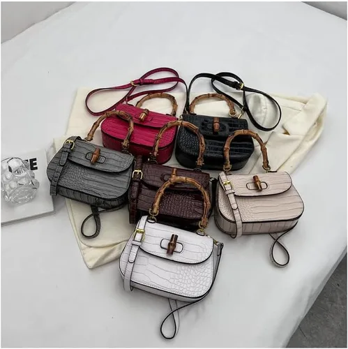 Vista 4 de Women Handbag artificial leather Bamboo Top handle Crossbody bag Elegant Purse Evening bag Gift for Women Handmade