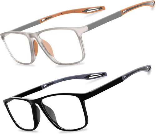 Vista 14 de Paquete de 2 lentes de lectura para hombres, lectores de estilo deportivo con bloqueo de luz azul y filtro antideslumbrante, lentes ligeras