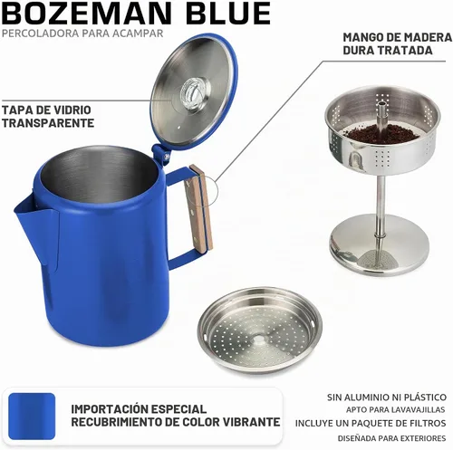 Vista 2 de COLETTI Bozeman Color Series - Cafetera percoladora - Cafeteras de camping - Percoladora favorita de campamento - Sin aluminio o plástico