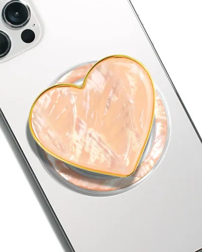 Vista 17 de OnTheGrip - Soporte plegable para teléfono móvil con diseño de concha de mar natural en forma de corazón para teléfono inteligente, tableta