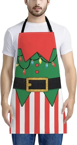 Vista 127 de Dreaweet Delantal de cocina unisex con cuello ajustable de Navidad