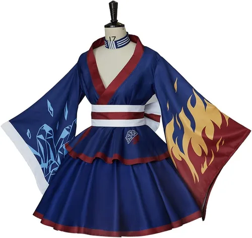 Vista 3 de WOSHOW Anime Hero Cosplay Costume Women Battle Lolita Kimono Dress Halloween Suit