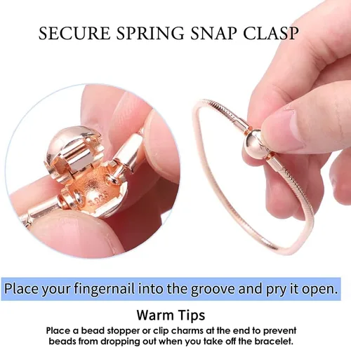 Vista 7 de KUNSIR Pulsera de plata de ley 925 con cadena de serpiente de oro rosa, pulseras básicas para mujeres y adolescentes