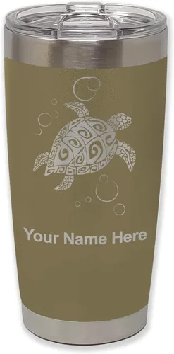 Vista 36 de LaserGram Vaso aislado al vacío de 20 onzas, tortuga marina hawaiana, grabado personalizado incluido (morado claro)
