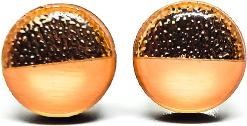 Vista 17 de Dos tonos con aretes de 10 mm de metal martillado falso, aretes redondos para mujeres, niñas y hombres, hechos a mano, postes de acero inoxidable