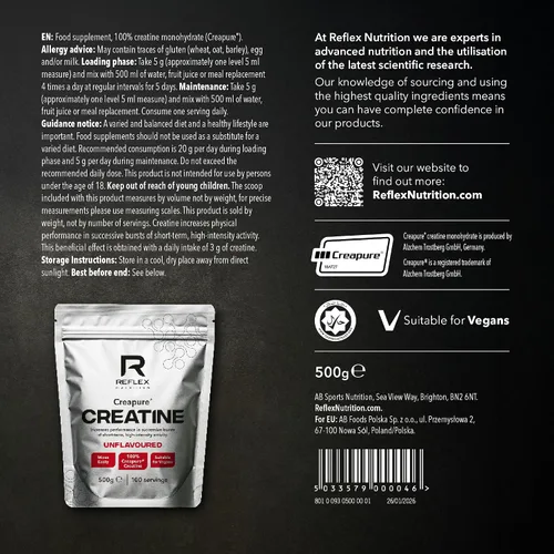 Vista 6 de Creapure Creatina en polvo 17.64 oz