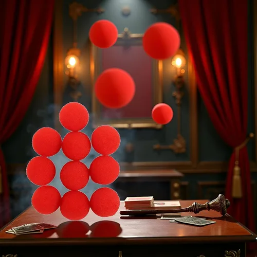 Vista 6 de Pelotas de esponja rojas de 1.4 in, bola de esponja para dedos, accesorios de primer plano, accesorios de juguete de comedia clásica, accesorios