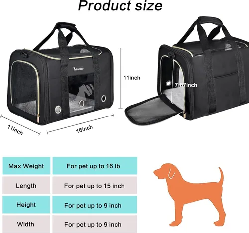 Vista 6 de Petmolico Transportador para gatos Bolsa de mascotas de lados suaves para gatos pequeños y medianos, cachorros, 16 libras, transportador de viaje