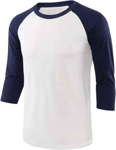 Vista 7 de Camisetas de béisbol deportivas básicas de algodón suave de manga larga raglán 3/4 para hombre