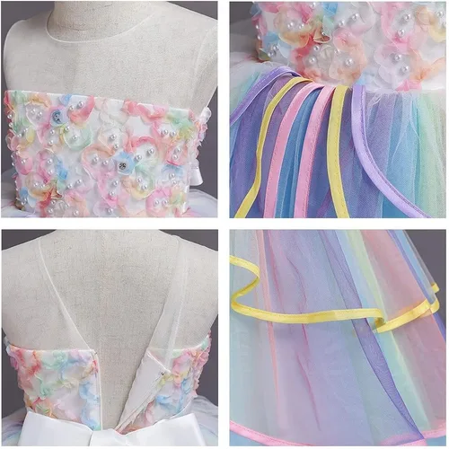 Vista 17 de REXREII Vestido de tul sin mangas para fiesta de unicornio para niñas, disfraz de carnaval, princesa, cumpleaños, Navidad, vestido largo