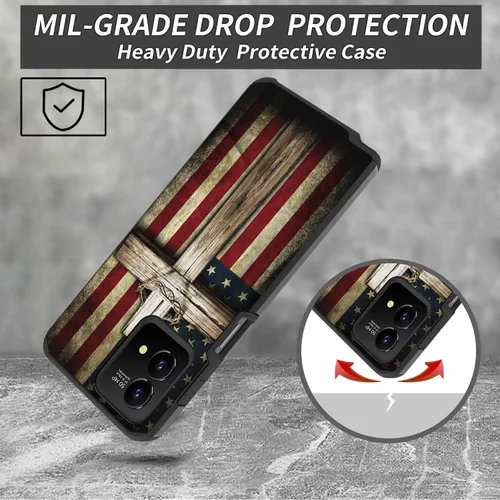 Vista 3 de Funda para Moto G Stylus 5G 2023, resistente 2 en 1 de doble capa híbrida de policarbonato duro y silicona suave a prueba de golpes, funda