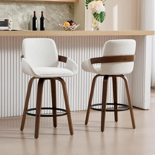 Vista 17 de VipDesk - Taburetes de bar giratorios, taburetes de bar de 26" de altura de mostrador con respaldo y brazos, sillas de bar tapizadas modernas
