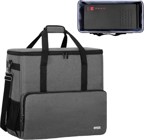 Vista 9 de CURMIO Funda de transporte para PC, bolsa de viaje de escritorio para torre de computadora, teclado, cable y ratón, solo bolsa, negro