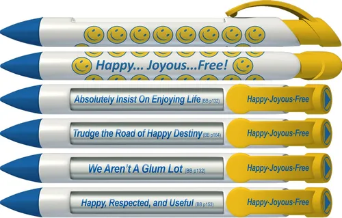 Vista 2 de Greeting Pen Bolígrafos de recuperación - 3er paso/7º paso/Happy Joyous Free Pen Trio - Juego de 6 bolígrafos giratorios (36077) - Regalo alentador