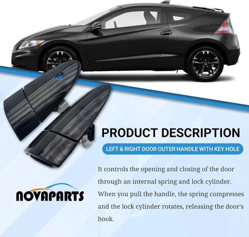 Vista 4 de NOVAPARTS Manija exterior de puerta izquierda y derecha con orificio para llave para Honda CR-Z 72181SZT003 72141SZTG01 2011 2012 2013 20141SZTG01