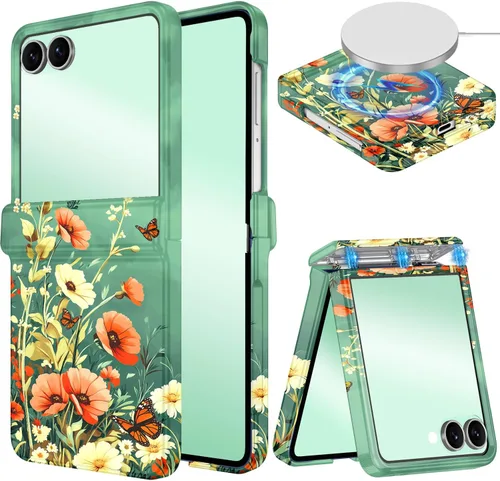 Vista 28 de Hekodonk Funda para Galaxy Z Flip 7, compatible con MagSafe, protector de pantalla integrado, protección de bisagra, magnética, delgada, a prueba