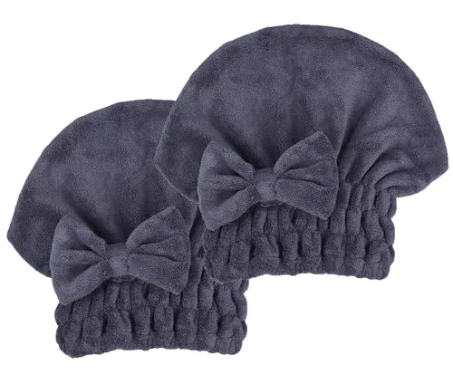 Vista 7 de Toallas de microfibra para secar el cabello con gorro de ducha con nudo de lazo, turbante para el cabello, gorro de baño para cabello rizado, corto
