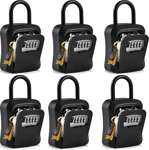 Vista 10 de L Caja de cerradura grande con llave, 4.5"x3.7"x1.5" impermeable Kirsite Lockbox Caja de bloqueo de combinación para llaves al aire libre, caja