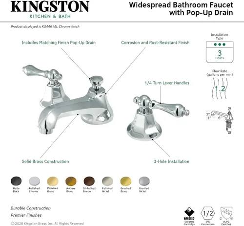 Vista 5 de Kingston Brass KS4463AL Grifo de baño extendido de 8 pulgadas, latón antiguo