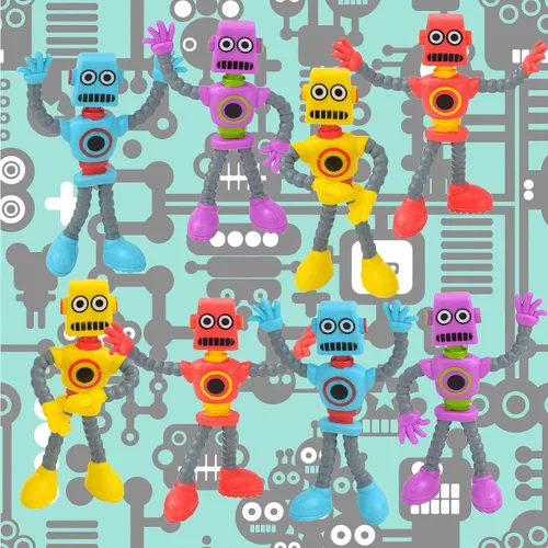 Vista 4 de ArtCreativity Figuras de robot flexibles, juego de 12 figuras flexibles para hombres, recuerdos de fiesta de cumpleaños para niños y niñas, juguetes