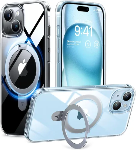 Vista 15 de TORRAS Funda magnética con función atril para iPhone 13/iPhone 14 [compatible con MagSafe], soporte resistente y versátil, grado militar, a prueba