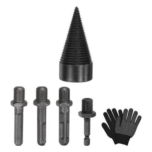 Vista 7 de M METERXITY Paquete de 1 broca divisora de madera de 1.260 in + 4 asas (cuadrada+redonda+vástago hexagonal+hexagonal pequeño) broca divisor de leña