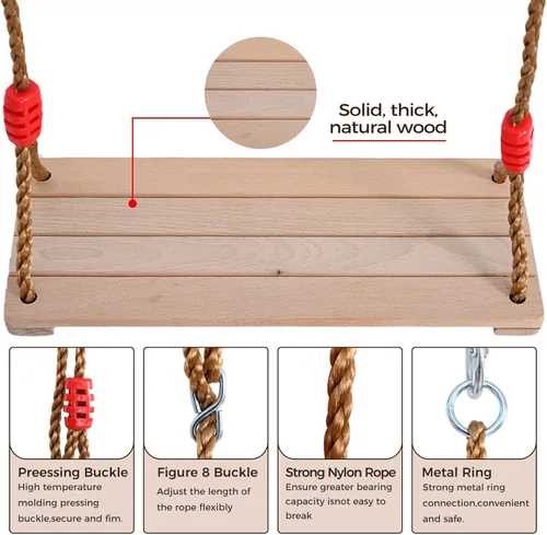 Vista 4 de Asiento de columpio de madera al aire libre con platillo sólido