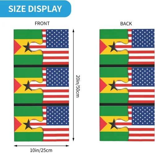 Vista 2 de Neck Gaiter Sao Tome and Principe and American Flag USA Jigsaw Face Cover Scarf Uv Sun Protection Balaclava Head Mask for Men Women Fishing Mask