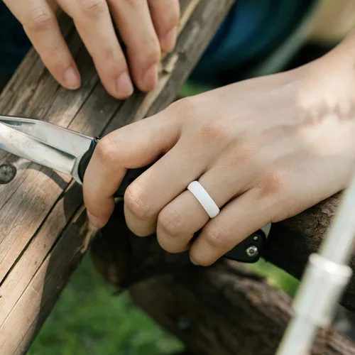Vista 7 de ThunderFit Silicone Wedding Bands for Women, Dome - 5.5mm Wide - 2mm Thick Unique Anniversary Rings