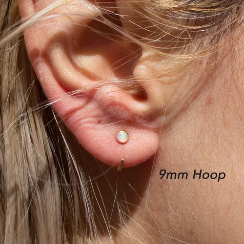 Vista 18 de Half Huggie Gold Hoop Earrings for Girls Women Tiny Cartilage Birthstone Stud Piercing Earring Hypoallergenic Earring Screw Back Dainty Hug Hoops