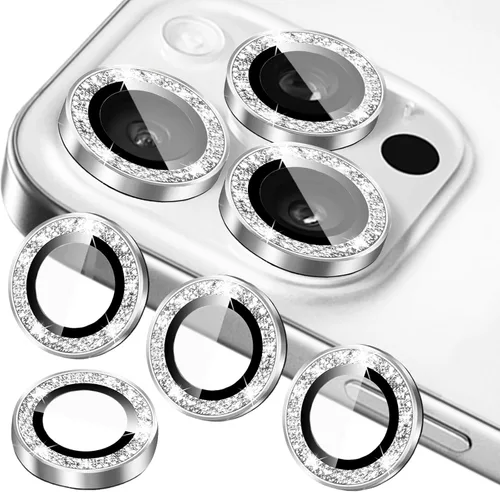 Vista 11 de Protector de lente de cámara compatible con iPhone 15 Plus y iPhone 15 (paquete de 4, 2 juegos), con purpurina brillante, funda de cámara