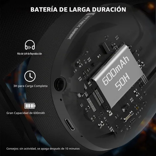 Vista 5 de ZIYOU LANG Auriculares inalámbricos para juegos L80 Ultralight Over Ear Tri Negro