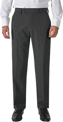 Vista 14 de Plaid&Plain Pantalones de vestir para hombre, cintura elástica, corte recto Negro