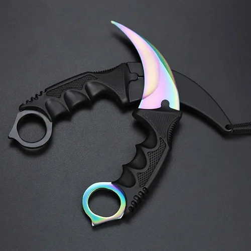 Vista 4 de Karambit Cuchillo Entrenador - Cuchillo de Práctica de Entrenamiento de Acero Inoxidable con Funda para Principiantes - Herramienta Entrenadora