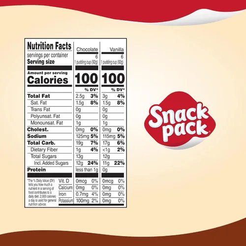 Vista 2 de Snack Pack Paquete familiar de tazas de pudín con sabor a chocolate y vainilla, 12 tazas de pudín
