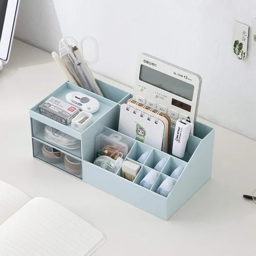 Vista 6 de Organizador de maquillaje de tocador Marknor, organizador/caja de almacenamiento de cosméticos, almacenamiento de escritorio mini para suministros