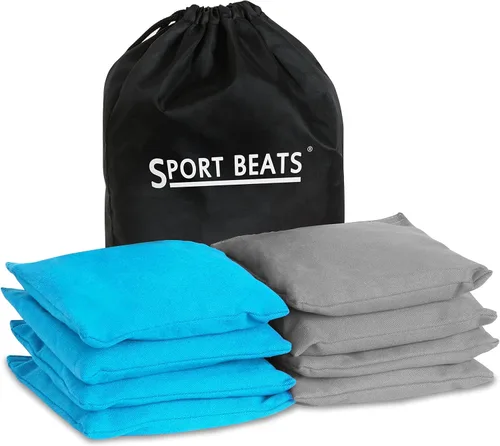 Vista 10 de SPORT BEATS Juego de 8 Bolsas de Cornhole de Peso y Tamaño Reglamentario Incluye Estuche de Transporte Negro y naranja