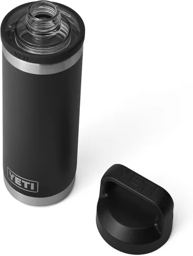 Vista 3 de YETI Rambler Botella de 18 oz, aislada al vacío, de acero inoxidable con tapa Chug, negro